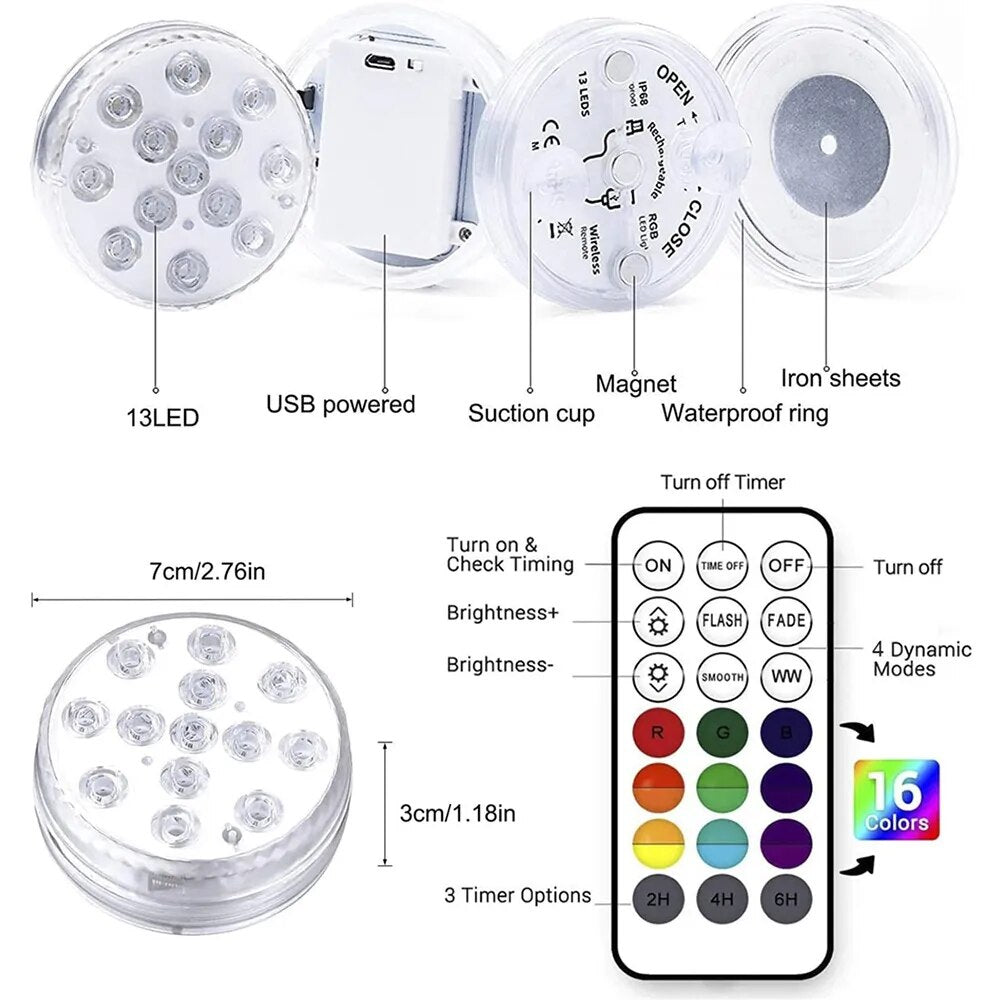 13 LEDs Magnetic Submersible Light