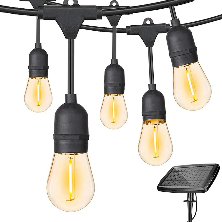 15M 15LED S14 Solar String Lights Outdoor