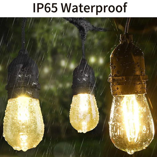 Load image into Gallery viewer, 15M 15LED S14 Solar String Lights Outdoor Commercial Grade Hanging Fairy String Lights for Patio Garden Backyard Bistro Decor
