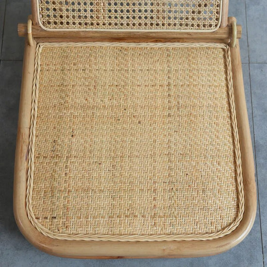 Japanese Rattan Weaving Camping Folding Chair High Load-bearing Pastoral Outdoor Furniture Convenient Wooden Frame Beach Chairs