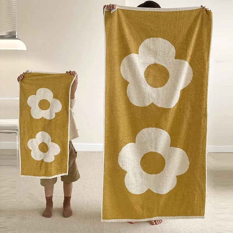 Premium Quality Flower Birthday Gift Turkish Cotton For Bathroom Shower Beach Bath Towels Set